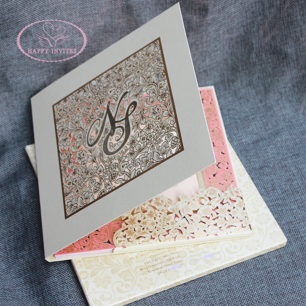 HI3025 - 15 Custom Luxury Wedding Invitation Cards in Laser Cut Design Made in China