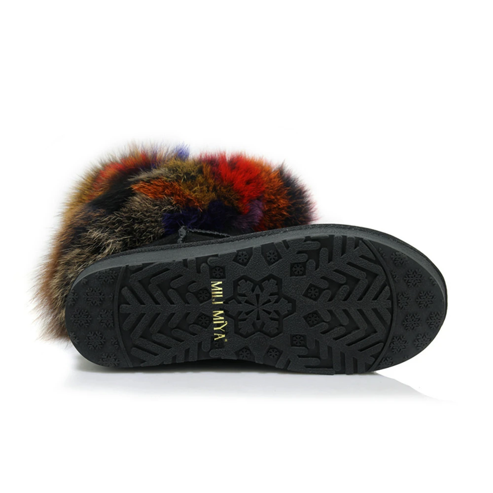 MILI-MIYA, новые модные женские теплые зимние ботинки на меху женские ботинки из натуральной кожи женская зимняя обувь ботильоны с лисьим мехом