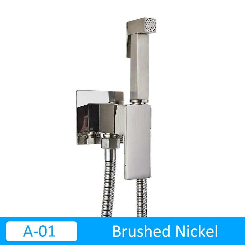A01-Brushed Nickel Quyanre матовый черный смеситель для душа биде Твердый латунный смеситель для биде мусульманский Ducha Higienica смеситель для горячей и холодной воды краны для туалета - Цвет: A01-Brushed Nickel