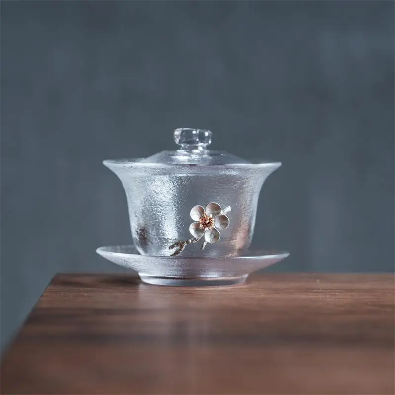 

150ml Chinese Style Glass Teacups Chinese Gaiwan Kung Fu Tea Set Teapot for Travel Tea Tureen Teaware Accessory Drinkware Decor