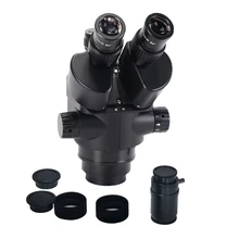 Black 7X-45X Simul-Focal Trinocular Microscope Zoom Stereo Microscope Head + WF10X/20 Eyepiece for Lab