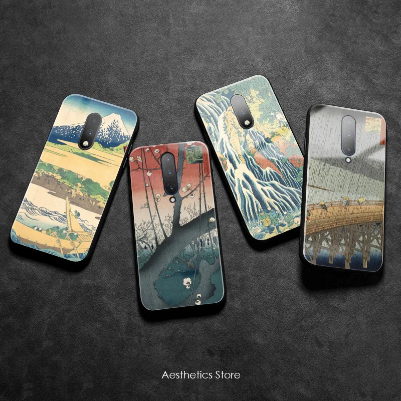 Ukiyo-e landscape Japanese Art painting Tempered Glass Soft Silicone Phone Case Cover Smooth Shell for OnePlus 6 6T 7 7T Pro | Мобильные