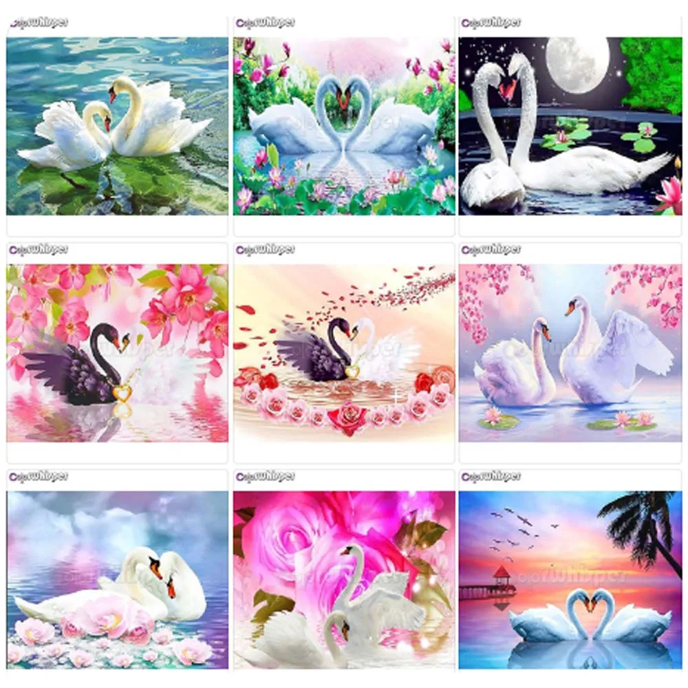 Kaufen Diamant Malerei 5D Voll Platz Runde Bohrer Schwan 5D Daimond Stickerei Malerei Kreuz Stich Bild Wand Kunst Dekor Z1080