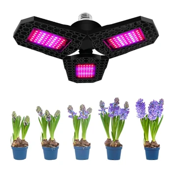 

3-leaf Foldable LED Plant Grow Light 40-80W Full Spectrum Red Blue Lamp for Seed