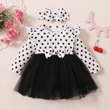 Ecavus New Baby Net Gauze Dress Polka Dot Princess Dress Skirt Fancy Flower Dress Baby Ballet Skirt Girl Tulle Dress Casual Wear