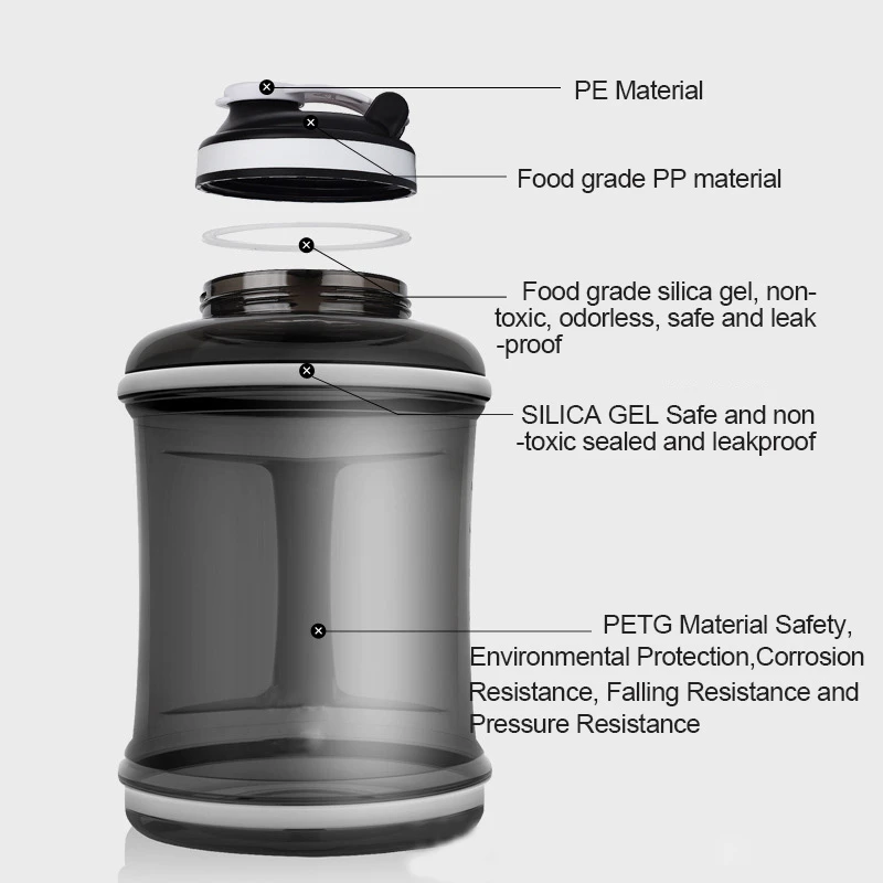 2.5L/85ozGym бутылка с высоким содержанием воды, бутылка для воды без бисфенола, шейкер для протеина, пластиковая бутылка для воды, рукоятка, фитнес-бег, спортивный чайник
