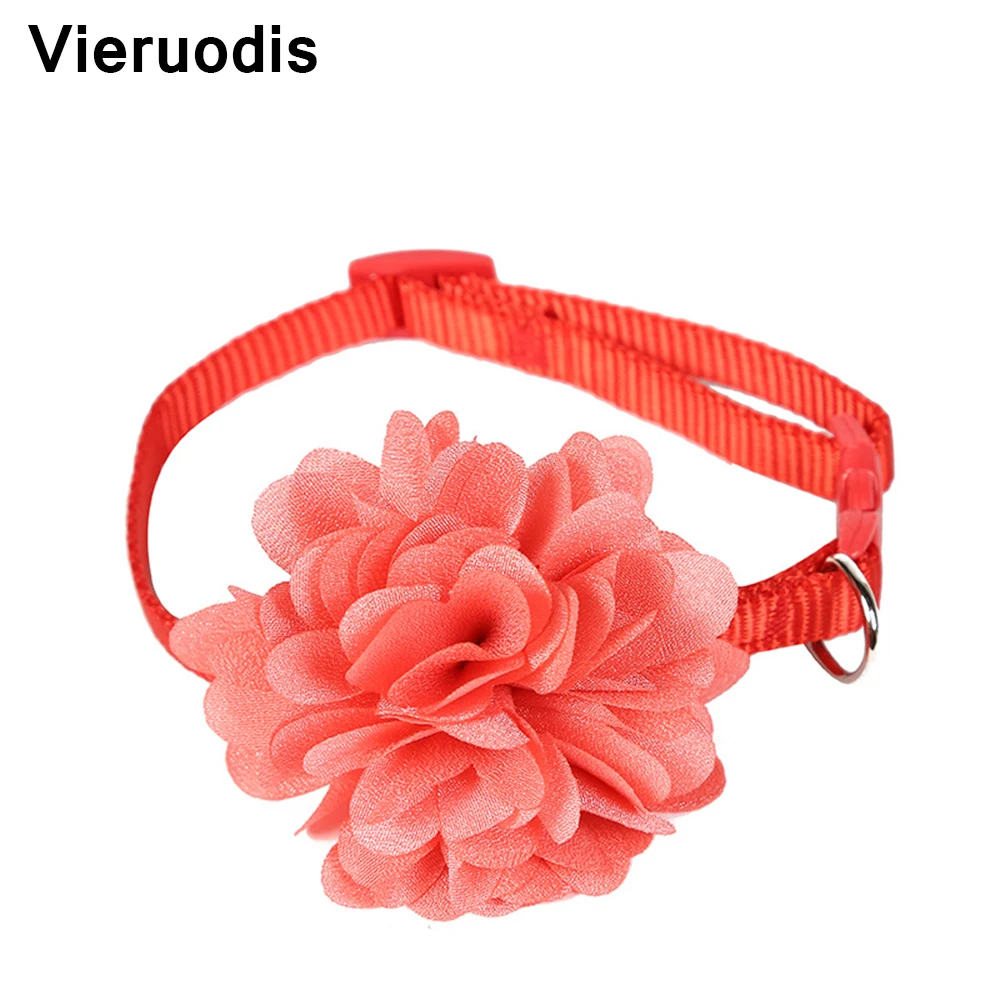 Vieruodis ошейник для кошек с цветком, нейлоновый ошейник для кошек, котенок, щенок, поводок, ошейники для маленьких собак, чихуахуа, ошейники для домашних животных