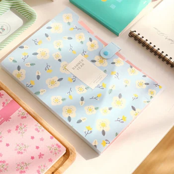 

1PC Fresh Flowers Filing Production Folder Multifunctional 8 Mezzanine Document Folder School office supply