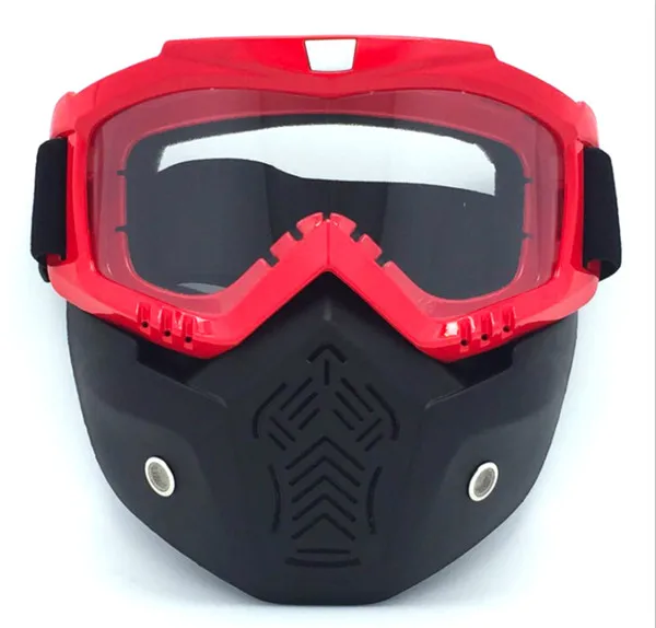 Motorcycle Flip up face mask Safety motocross helmet goggle helmets Safety Racing Motocross helmet - Цвет: RED-transparent