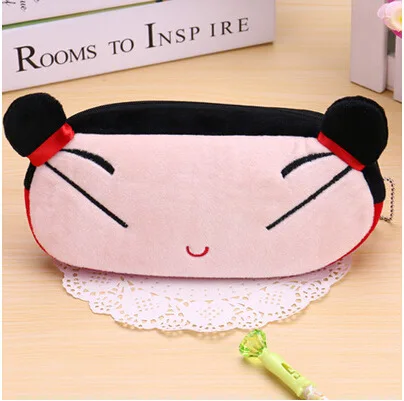 FUDEAM Soft Plush Cartoon Women Long Coin Purse Cute Zipper Girl School Stationery Pencil Case Usb Cable Storage Bag Key Wallet Red Eva