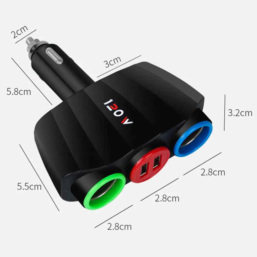 Universal 12V-24V Car Cigarette Lighter Socket Splitter Plug LED USB Charger 120W Adapter Accessories