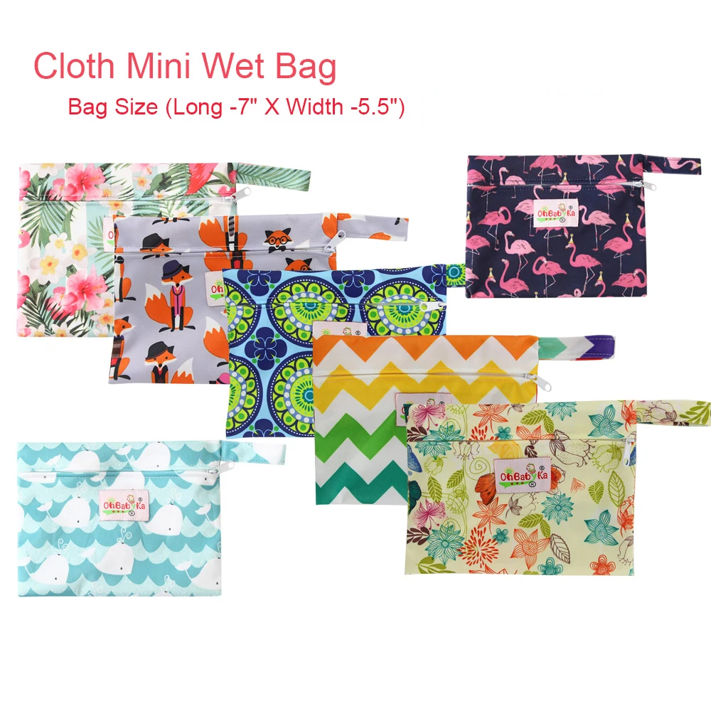 

Mini Wet Bag Waterproof PUL Printed Menstrual Pad Bag with Snap Closure Handle Mama Cloth Sanitary Menstrual Maternity Pad