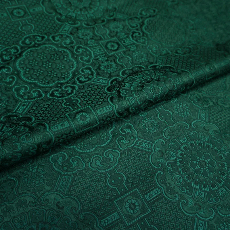 New Deep Green Brocade Damask Jacquard Fabric Apparel Upholstery Cushion Curtain DIY Clothing Patchwork Material BY meter