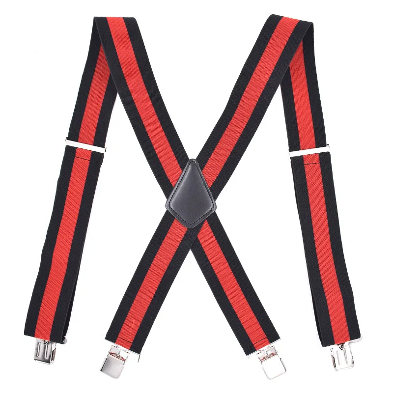 BlackRed Deepeel 1 шт. 5 см* 120 см эластичный регулируемый ремень 4 пряжки с зажимом X-type подтяжки унисекс дизайнерский костюм украшения аксессуары sp066 - Цвет: BlackRed
