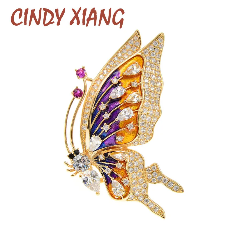 Женская эмалированная брошь CINDY XIANG, разноцветная брошь в виде бабочки, булавка для насекомых, зимний дизайн, аксессуары для свитера, высокое качество|Броши| | АлиЭкспресс