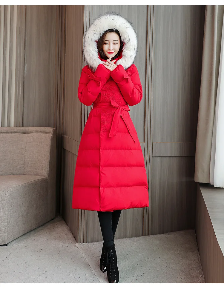 Winter Style WOMEN'S Dress down Jacket Cotton-padded Clothes Ethnic-Style Hooded Slim Fit Cotton-padded Jacket Long over-th