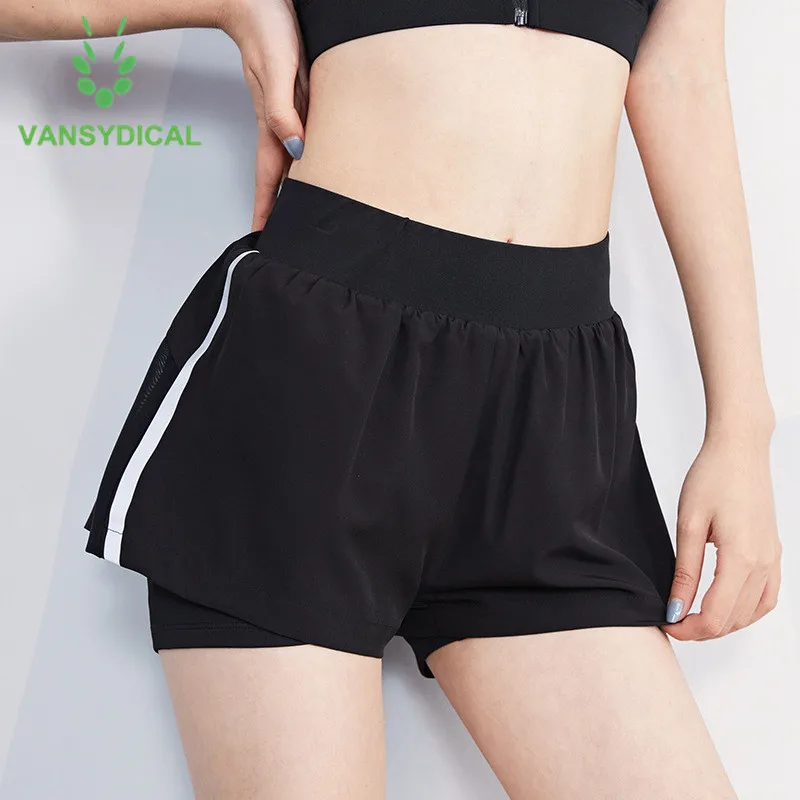 Vansydical женские спортивные колготки 2 в 1 шорты для спортзала йоги дышащие леггинсы