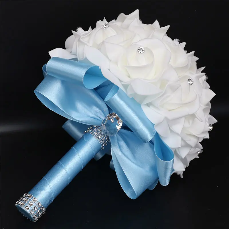 WifeLai-Европейский хрустальный свадебный букет невесты, держащий Искусственные цветы искусственный букет PE Rose, свадебный букет W2017D