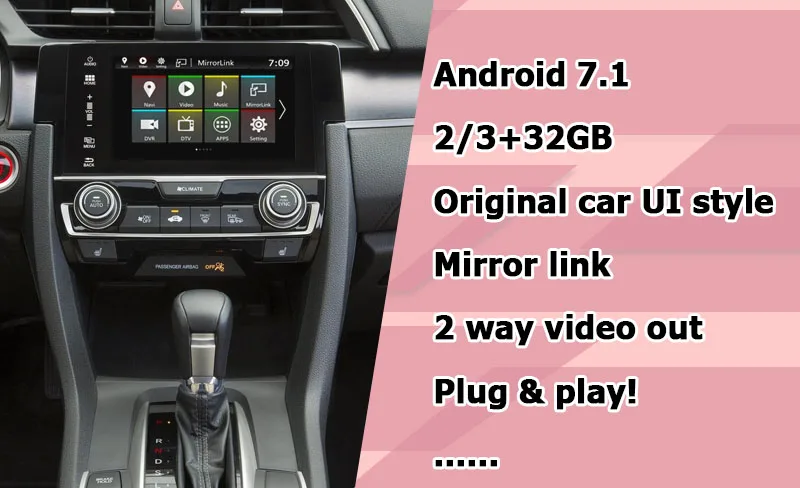 Lsailt Android gps навигационный системный блок для Honda Civic-видео бокс интерфейса Зеркало Ссылка youtube waze Яндекса navi