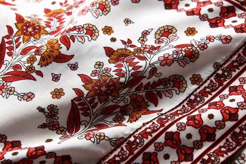 Винтажное шикарное женское Красное богемное кимоно с цветочным принтом и поясом, женское платье с v-образным вырезом и рукавами летучая мышь, бохо макси платье, Халат