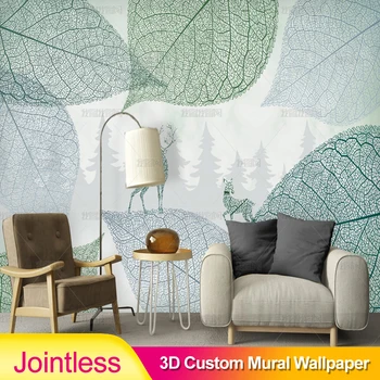 

Jointless Hand Drawing Article Tree Leaves Custom Mural Wallpaper Living Room Bedroom TV Background Home Decor Silk Cloth