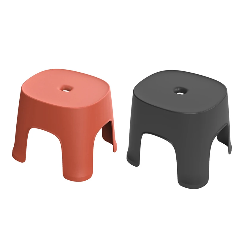 2 Pcs Small Bench Anti-Skid Coffee Table Plastic Simple Stool Adult Thickening Children's for Shoes Short Red & Blac | Мебель