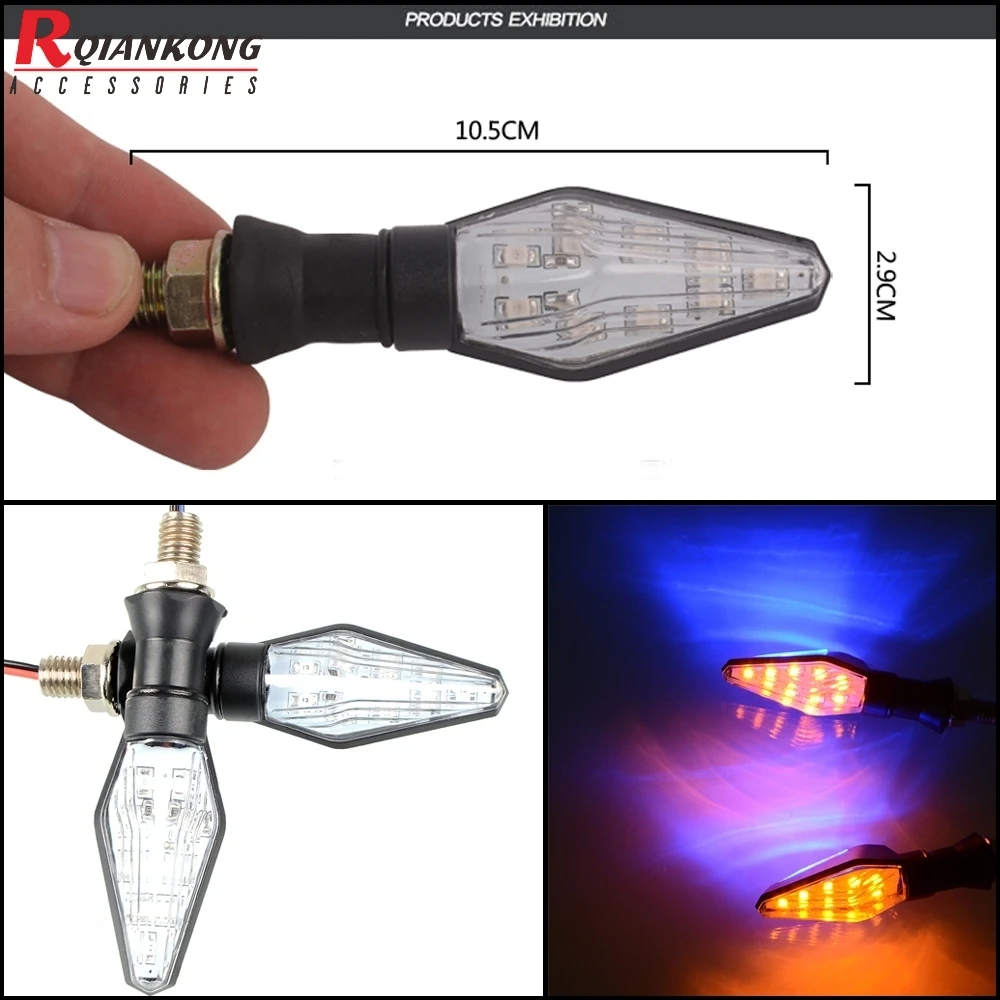 Мотоцикл 12LED поворотник светильник Гибкий Хвост мигающий светильник s для Yamaha Fz16 KAWASAKI Z1000SX Honda Cb 650f 500x cbr650f msx