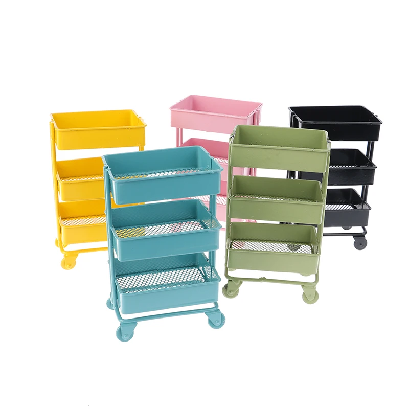 1:12 Dollhouse Miniature Furniture Shelf Bookshelf With Wheels Storage Display Rack Dollhouse Furniture Accessories camping outdoor cups bowls folding drying rack hung shelf with hook aluminum alloy bracket picnic bbq cookware storage rack