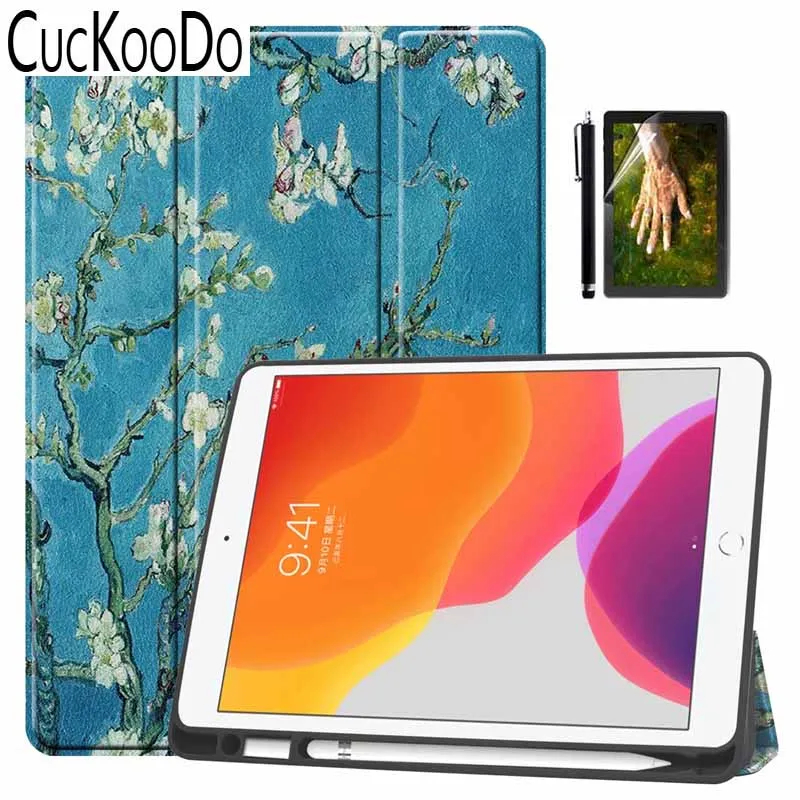 Чехол с держателем карандаша для iPad 10,2 Trifold Stand противоударный мягкий ТПУ задняя крышка для iPad 10," 7th - Цвет: XH.3in1
