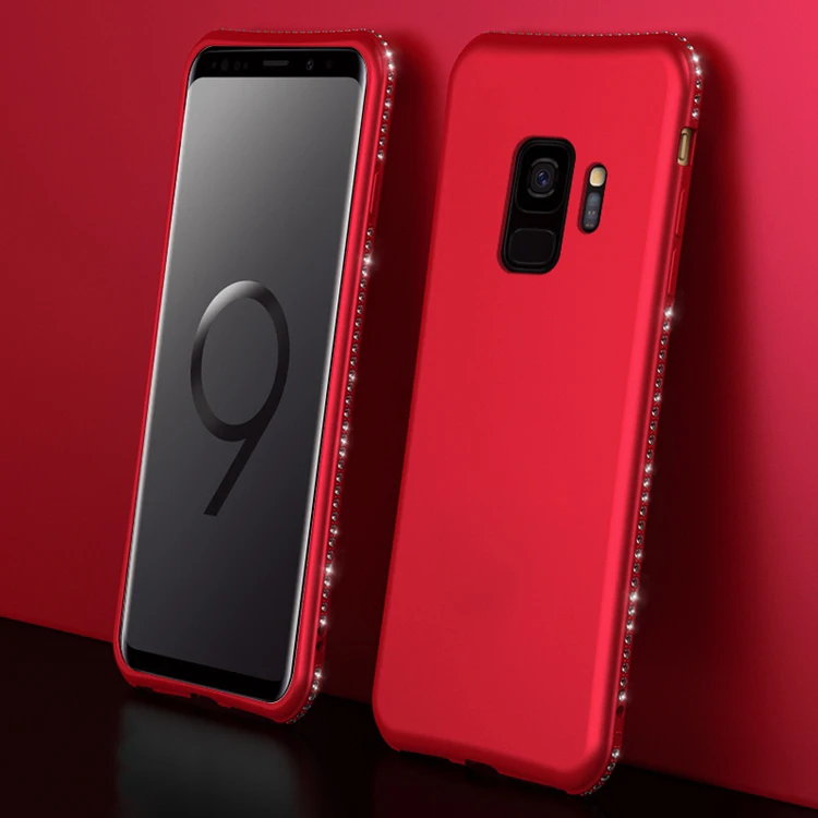 Красный Стразы мягкий чехол для samsung Galaxy S7 край S8 S9 S10E S10 A5 A6 A7 A8 J4 J6 J8 J3 J5 J7 Bling чехол-бампер - Цвет: Красный