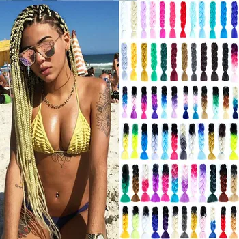 

DIFEI 100g/Pack Jumbo Braiding Hair Ombre Three Tone Colored Synthetic Crochet Braids Hairstyle Braiding Hair