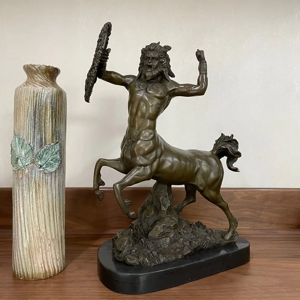 44Cm Di Grandi Dimensioni Europa Mito Bronzo Centaur Statua Scultura Greca Remy Martin Home Hotel Decoration