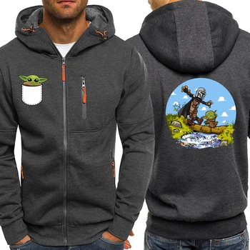 

Cute Baby Yoda Print Men Hooded Sweatshirts 2020 New Spring Casual Jackets The Mandalorian Fashion Zipper Hoodies
