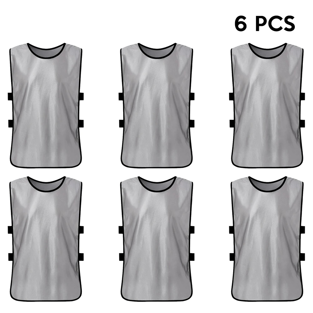 6 шт. взрослый футбол Pinnies быстросохнущие футбольные майки спортивные Scrimmage практика спортивный жилет командные тренировочные нагрудники - Цвет: Grey