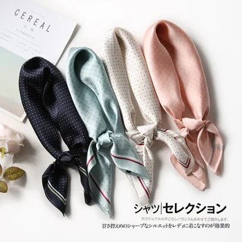 

High Quality Silk Scarf Square Neck Scarves Fashion Small Dot Design Kerchief Women Scarfs for Hair Girl's Neck Accessories
