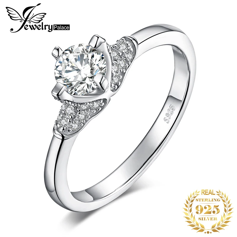JewelryPalace Винтаж кубического циркония Solitaire обручение кольцо 925 пробы серебро Best