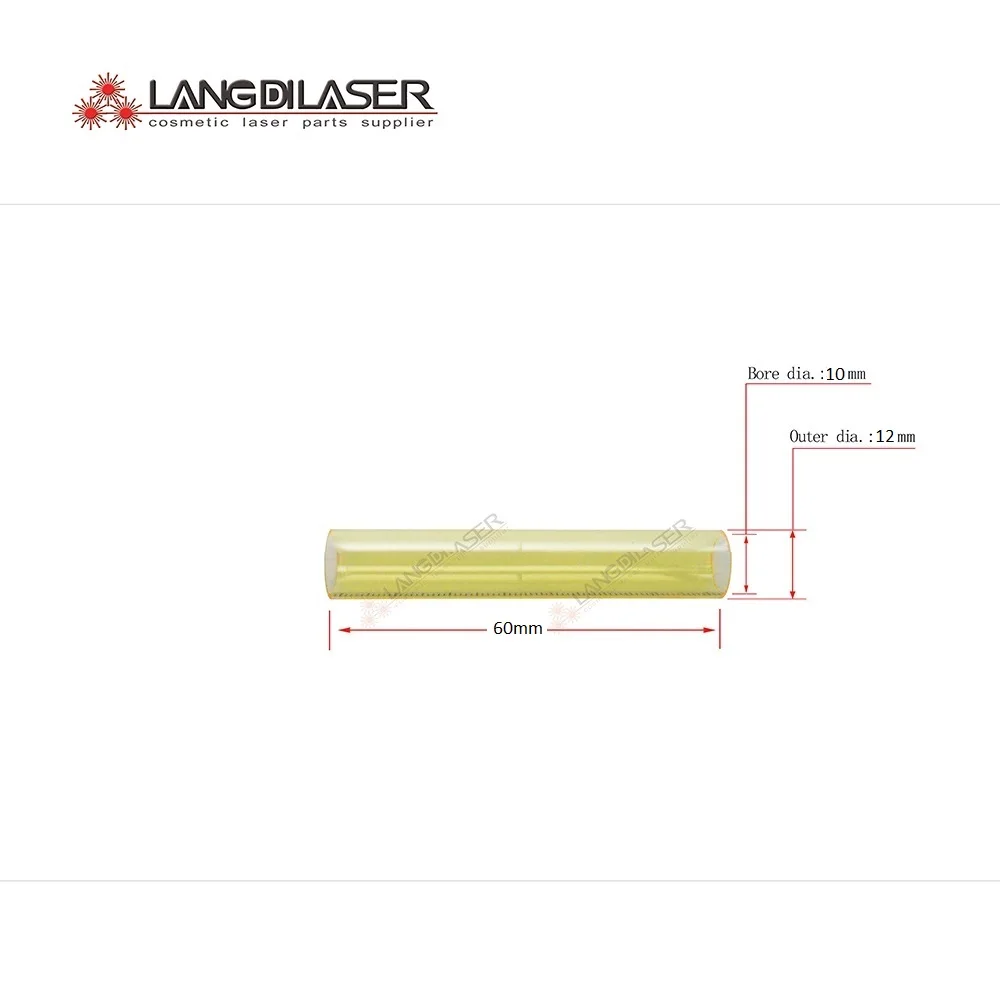 laser lamp flow tube , size : 60*12*10  , yellow quartz tube UV filter lamp flow handle opt e light Laser Hair removal