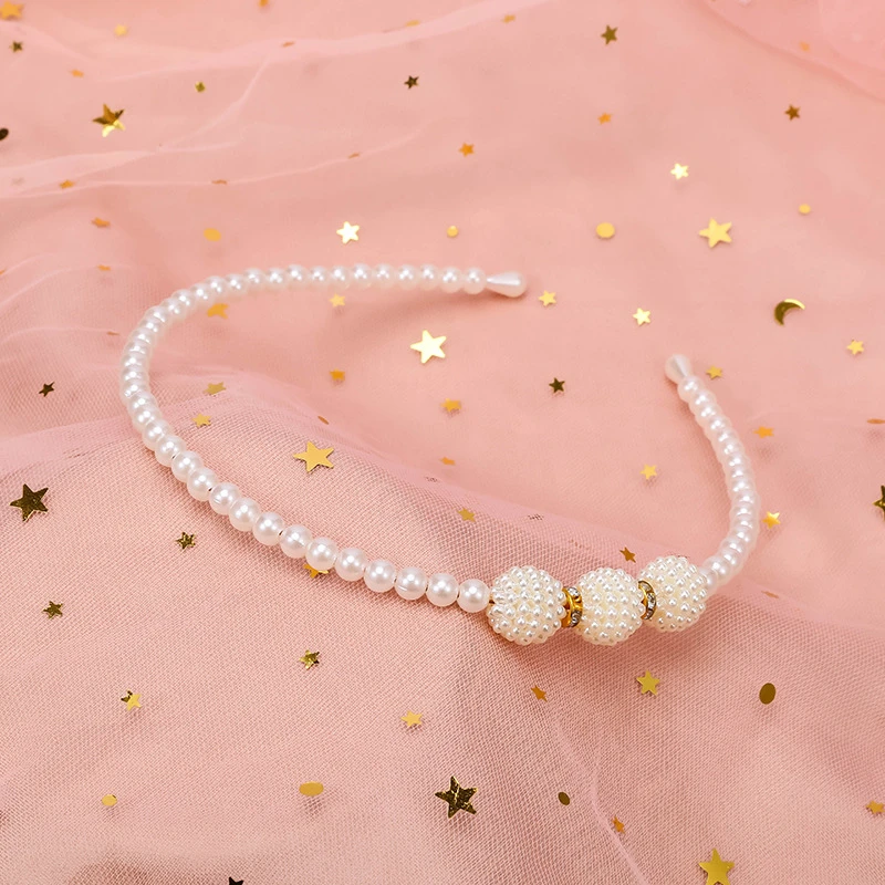 

Pearl Shiny Crystal Children's Headband Princess Pearl Hair band Handmade Beaded Kids Hair Accessories Headwear