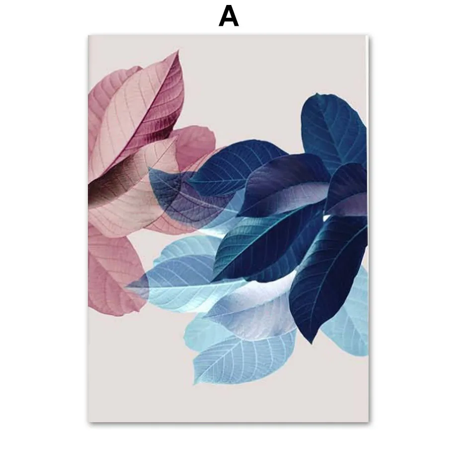 Wall-Art-Canvas-Painting-Pink-Flower-Blue-Tropical-Leaves-Abstract-Nordic-Posters-And-Prints-Wall-Pictures (3)