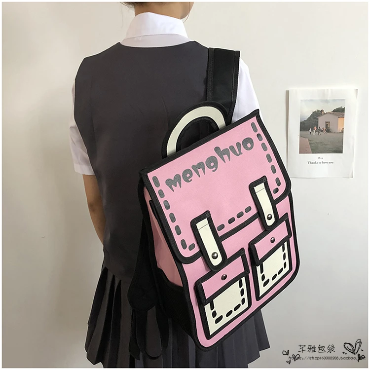 Корейский ulzzang Harajuku винтажный шикарный Забавный холщовый рюкзак женский Японский милый мультяшный модный простой Повседневный женский рюкзак