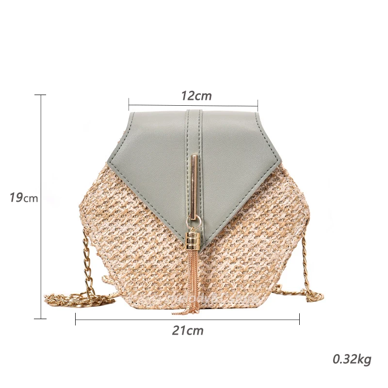 Соломенная кожаная сумочка в богемном стиле для женщин модная летняя плетеная