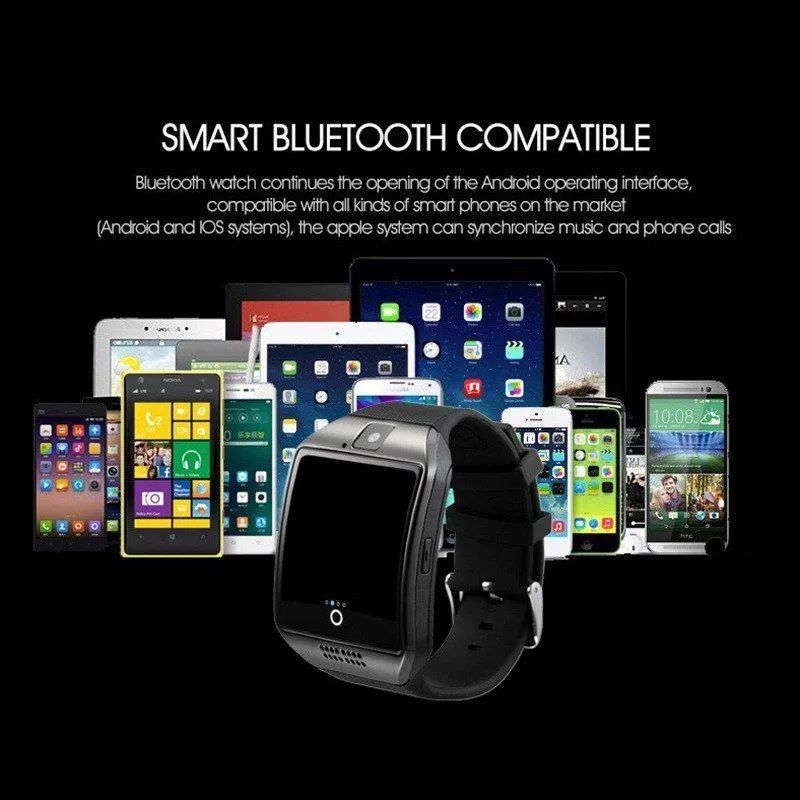 Q18 Смарт часы Bluetooth Сенсорный экран наручные телефон камера TF MP3 SIM для Android IOS