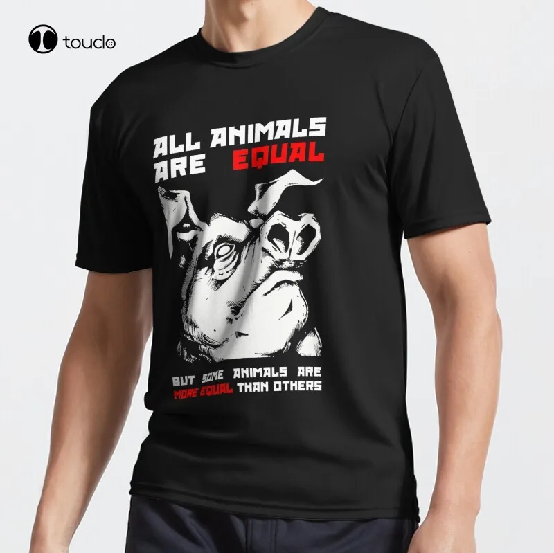 Tutti Gli Animali Sono Uguali (Scuri) Animal Farm George Orwell Active T-Shirt In Cotone T-Shirt Personalizzata Aldult Teen Unisex Cotton
