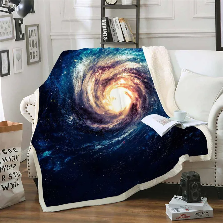 HELENGILI Galaxy Звездное небо шерпа одеяло девчачье цветочное покрывало бархатное плюшевое мягкое удобное домашнее кемпинговое покрывало для полета на самолете