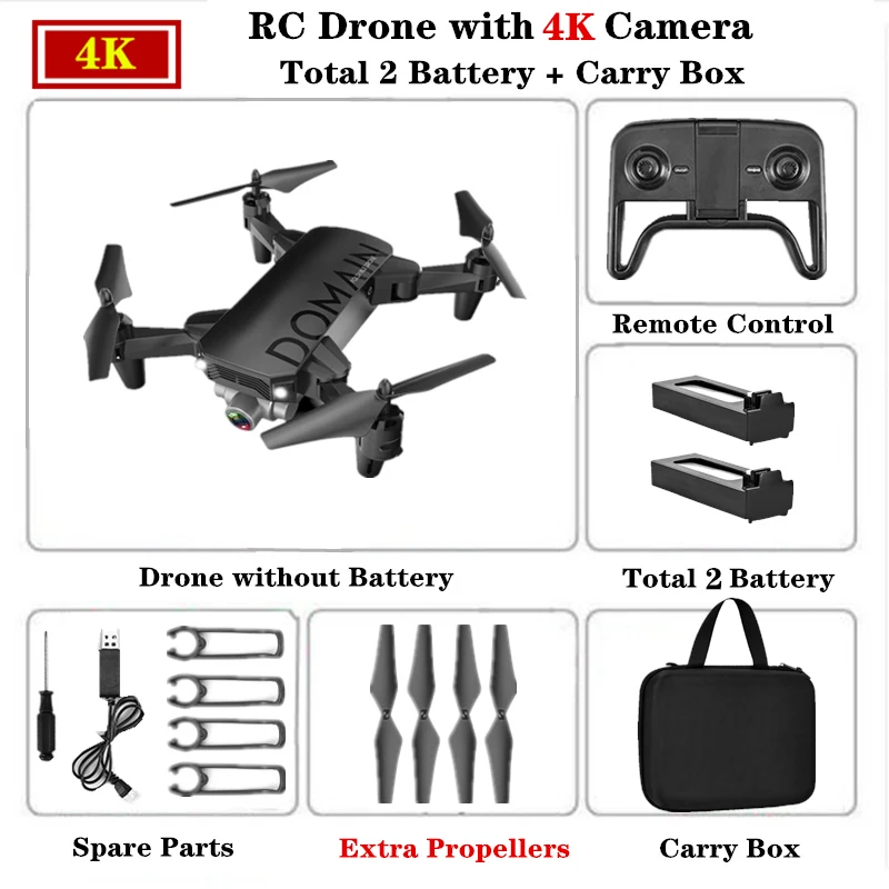 R7 RC Дрон 4K HD камера складной Профессиональный селфи Квадрокоптер с wifi FPV Camerra мини-Дрон Вертолет игрушка для детей - Цвет: 4K Carry Box B2