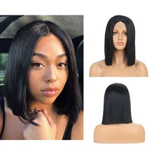 AIMEYA Short Middle Part Synthetic Straight Bob Lace Front Wigs for Women Heat Resistant Fiber natural wig