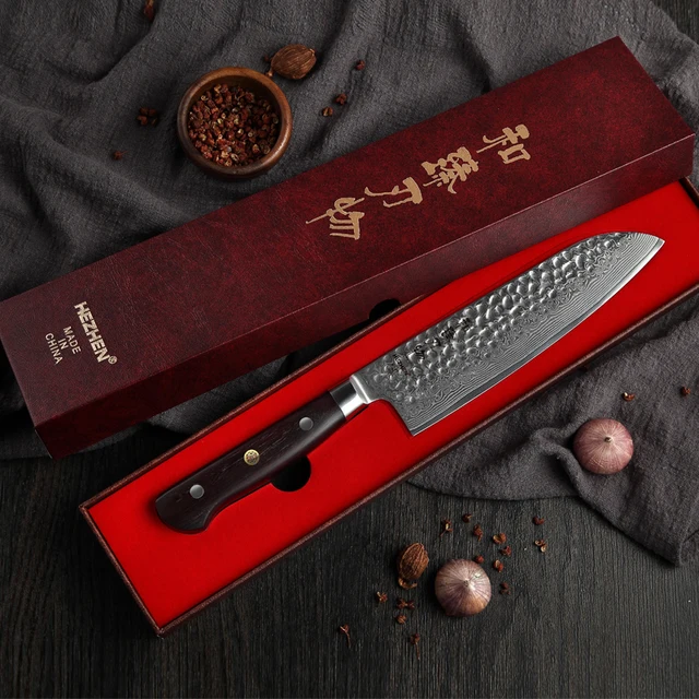 Hezhen 7 ' Hüvelykes Santoku Kés Japán Damaszkusz Vg10 Acél Húsvágó Szerszámok Borotva Éles Penge Legjobb Ajándék Séf - Image 6