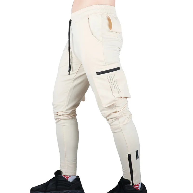 Брюки для бега, мужские спортивные брюки-карандаш, мужские хлопковые мягкие брюки для бодибилдинга, бегунов, трико для бега - Цвет: khaki