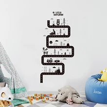 Мультфильм животное дорога автомобиль стикер на стену детский сад спальня комната настенное украшение, настенное наклейки для детской комнаты