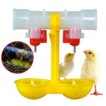 

4 Pcs Chicken Nipple Drinkers Automatic Waterer Chick feeder Fountain Double Hanging Cup Automatic Waterer Bowl Chicken Feeding
